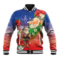 Dominican Republic Christmas Baseball Jacket Santa Relaxing On The Beach - Wonder Print Shop