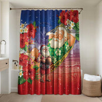 Dominican Republic Christmas Bathroom Set Santa Relaxing On The Beach - Wonder Print Shop