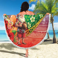 Dominican Republic Christmas Beach Blanket Santa Relaxing On The Beach - Wonder Print Shop