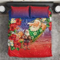 Dominican Republic Christmas Bedding Set Santa Relaxing On The Beach - Wonder Print Shop