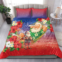 Dominican Republic Christmas Bedding Set Santa Relaxing On The Beach - Wonder Print Shop