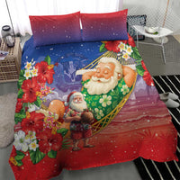 Dominican Republic Christmas Bedding Set Santa Relaxing On The Beach - Wonder Print Shop
