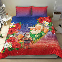 Dominican Republic Christmas Bedding Set Santa Relaxing On The Beach - Wonder Print Shop