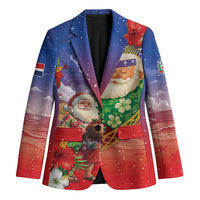 Dominican Republic Christmas Blazer Santa Relaxing On The Beach - Wonder Print Shop