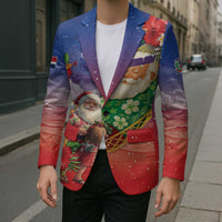 Dominican Republic Christmas Blazer Santa Relaxing On The Beach - Wonder Print Shop