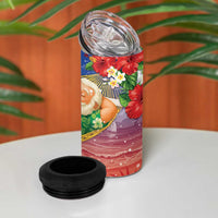 Dominican Republic Christmas 4 in 1 Can Cooler Tumbler Santa Relaxing On The Beach - Wonder Print Shop
