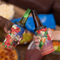 Dominican Republic Christmas 4 in 1 Can Cooler Tumbler Santa Relaxing On The Beach - Wonder Print Shop