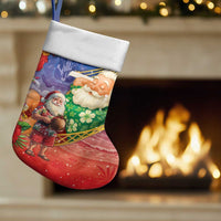 Dominican Republic Christmas Stocking Santa Relaxing On The Beach - Wonder Print Shop