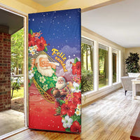 Dominican Republic Christmas Door Cover Santa Relaxing On The Beach - Wonder Print Shop