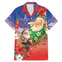 Dominican Republic Christmas Family Matching Mermaid Dress and Hawaiian Shirt Santa Relaxing On The Beach - Wonder Print Shop