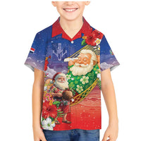 Dominican Republic Christmas Family Matching Mermaid Dress and Hawaiian Shirt Santa Relaxing On The Beach - Wonder Print Shop