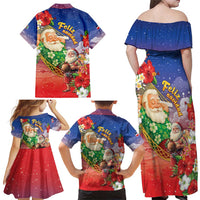 Dominican Republic Christmas Family Matching Off Shoulder Maxi Dress and Hawaiian Shirt Santa Relaxing On The Beach - Wonder Print Shop