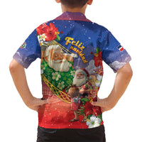 Dominican Republic Christmas Family Matching Off Shoulder Short Dress and Hawaiian Shirt Santa Relaxing On The Beach - Wonder Print Shop