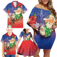 Dominican Republic Christmas Family Matching Off Shoulder Short Dress and Hawaiian Shirt Santa Relaxing On The Beach - Wonder Print Shop