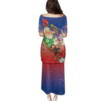 Dominican Republic Christmas Family Matching Puletasi and Hawaiian Shirt Santa Relaxing On The Beach - Wonder Print Shop