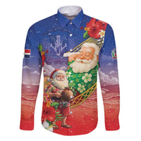 Dominican Republic Christmas Family Matching Short Sleeve Bodycon Dress and Hawaiian Shirt Santa Relaxing On The Beach - Wonder Print Shop