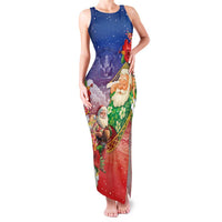 Dominican Republic Christmas Family Matching Tank Maxi Dress and Hawaiian Shirt Santa Relaxing On The Beach - Wonder Print Shop