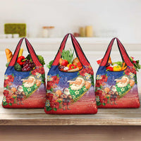Dominican Republic Christmas Grocery Bag Santa Relaxing On The Beach - Wonder Print Shop
