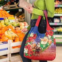 Dominican Republic Christmas Grocery Bag Santa Relaxing On The Beach - Wonder Print Shop