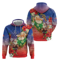 Dominican Republic Christmas Hoodie Santa Relaxing On The Beach - Wonder Print Shop