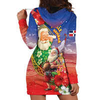 Dominican Republic Christmas Hoodie Dress Santa Relaxing On The Beach - Wonder Print Shop