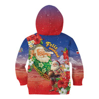 Dominican Republic Christmas Kid Hoodie Santa Relaxing On The Beach - Wonder Print Shop