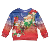 Dominican Republic Christmas Kid Ugly Christmas Sweater Santa Relaxing On The Beach - Wonder Print Shop