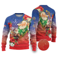 Dominican Republic Christmas Ugly Christmas Sweater Santa Relaxing On The Beach - Wonder Print Shop