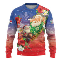 Dominican Republic Christmas Ugly Christmas Sweater Santa Relaxing On The Beach - Wonder Print Shop
