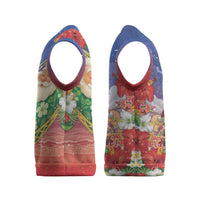 Dominican Republic Christmas Knitted V-Neck Vest Santa Relaxing On The Beach - Wonder Print Shop