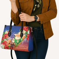 Dominican Republic Christmas Leather Bag Santa Relaxing On The Beach - Wonder Print Shop