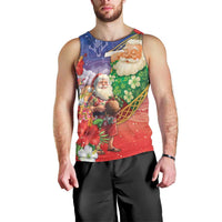 Dominican Republic Christmas Men Tank Top Santa Relaxing On The Beach - Wonder Print Shop