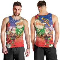 Dominican Republic Christmas Men Tank Top Santa Relaxing On The Beach - Wonder Print Shop