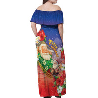 Dominican Republic Christmas Off Shoulder Maxi Dress Santa Relaxing On The Beach - Wonder Print Shop