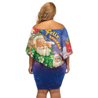 Dominican Republic Christmas Off Shoulder Short Dress Santa Relaxing On The Beach - Wonder Print Shop