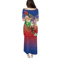 Dominican Republic Christmas Puletasi Santa Relaxing On The Beach - Wonder Print Shop