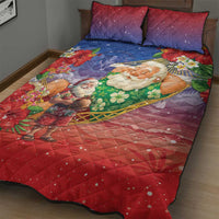 Dominican Republic Christmas Quilt Bed Set Santa Relaxing On The Beach - Wonder Print Shop