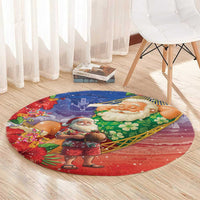 Dominican Republic Christmas Round Carpet Santa Relaxing On The Beach - Wonder Print Shop