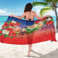 Dominican Republic Christmas Sarong Santa Relaxing On The Beach - Wonder Print Shop