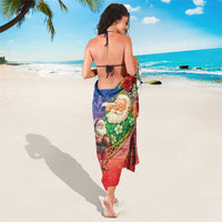 Dominican Republic Christmas Sarong Santa Relaxing On The Beach - Wonder Print Shop