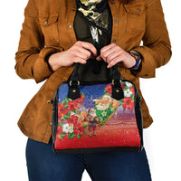 Dominican Republic Christmas Shoulder Handbag Santa Relaxing On The Beach - Wonder Print Shop