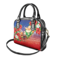Dominican Republic Christmas Shoulder Handbag Santa Relaxing On The Beach - Wonder Print Shop