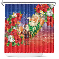 Dominican Republic Christmas Shower Curtain Santa Relaxing On The Beach - Wonder Print Shop