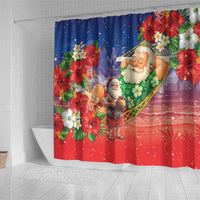 Dominican Republic Christmas Shower Curtain Santa Relaxing On The Beach - Wonder Print Shop