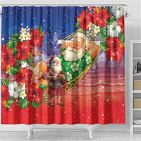 Dominican Republic Christmas Shower Curtain Santa Relaxing On The Beach - Wonder Print Shop
