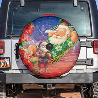 Dominican Republic Christmas Spare Tire Cover Santa Relaxing On The Beach - Wonder Print Shop