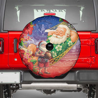 Dominican Republic Christmas Spare Tire Cover Santa Relaxing On The Beach - Wonder Print Shop