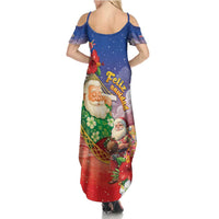 Dominican Republic Christmas Summer Maxi Dress Santa Relaxing On The Beach - Wonder Print Shop