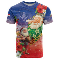 Dominican Republic Christmas T Shirt Santa Relaxing On The Beach - Wonder Print Shop