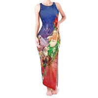 Dominican Republic Christmas Tank Maxi Dress Santa Relaxing On The Beach - Wonder Print Shop